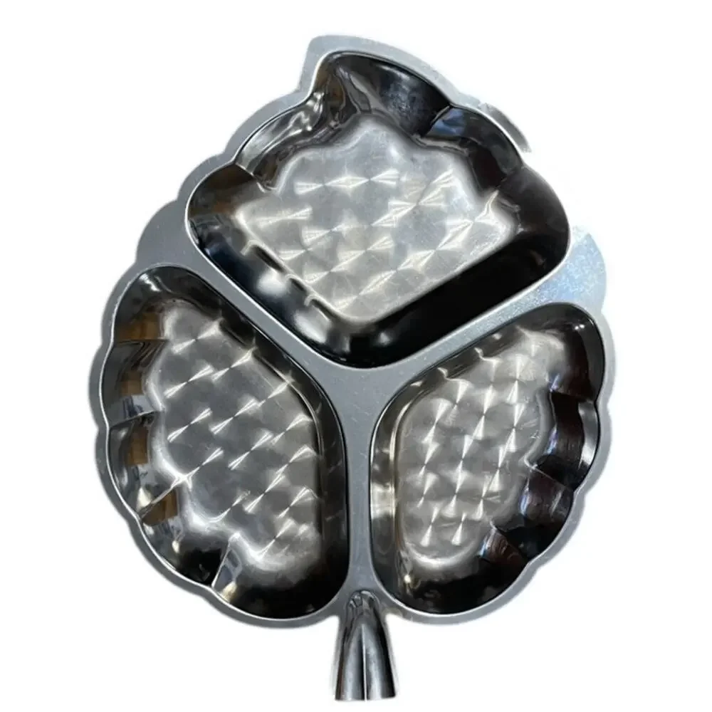 Vintage Justen Chrome Plated Three Section Leaf Tray 13
